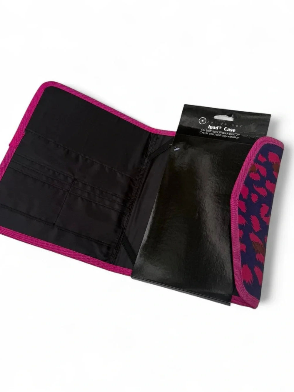 NWT Cul de Sac Y2K Pink Leopard Folio iPad Case Organizer Wallet Sleeve New